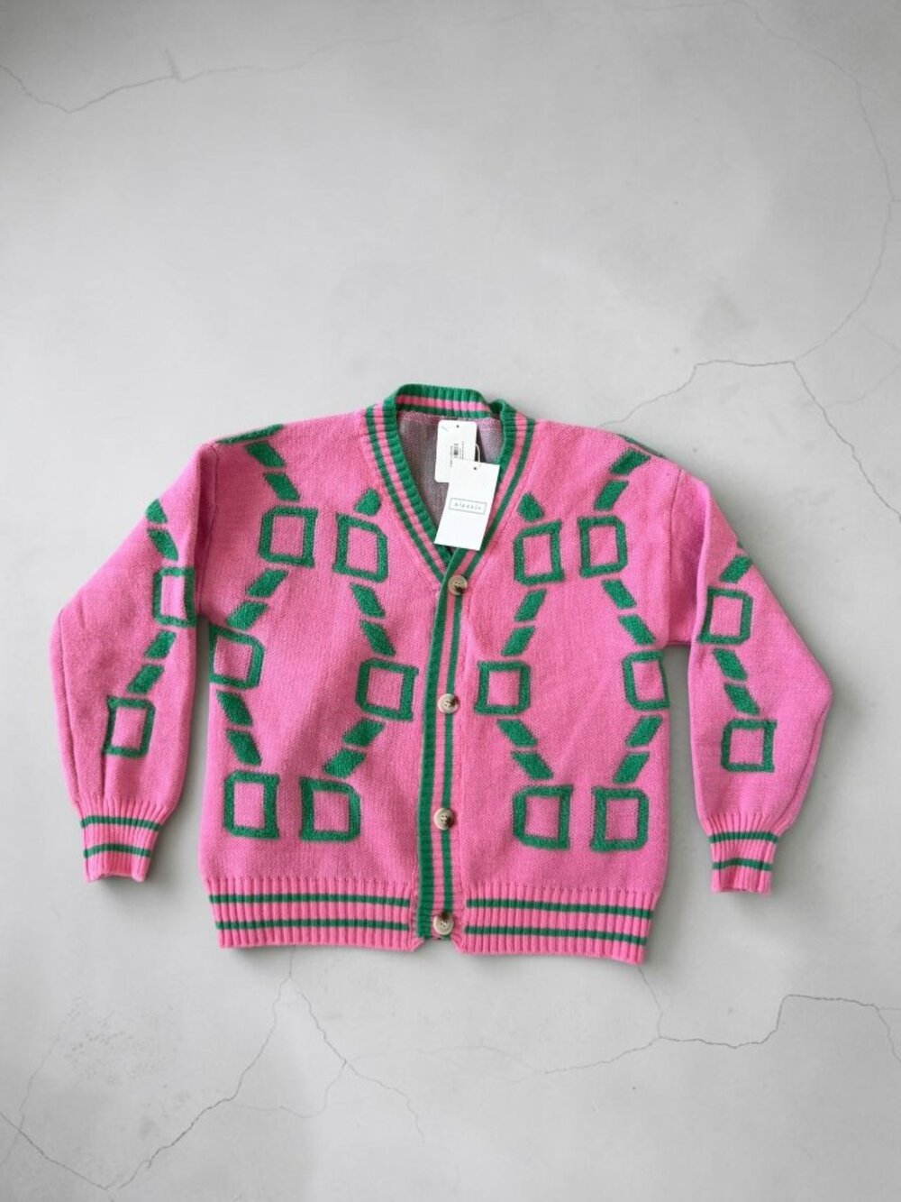 NINEXIS Pink Green Cardigan Sweater Size Large NEW NWT
